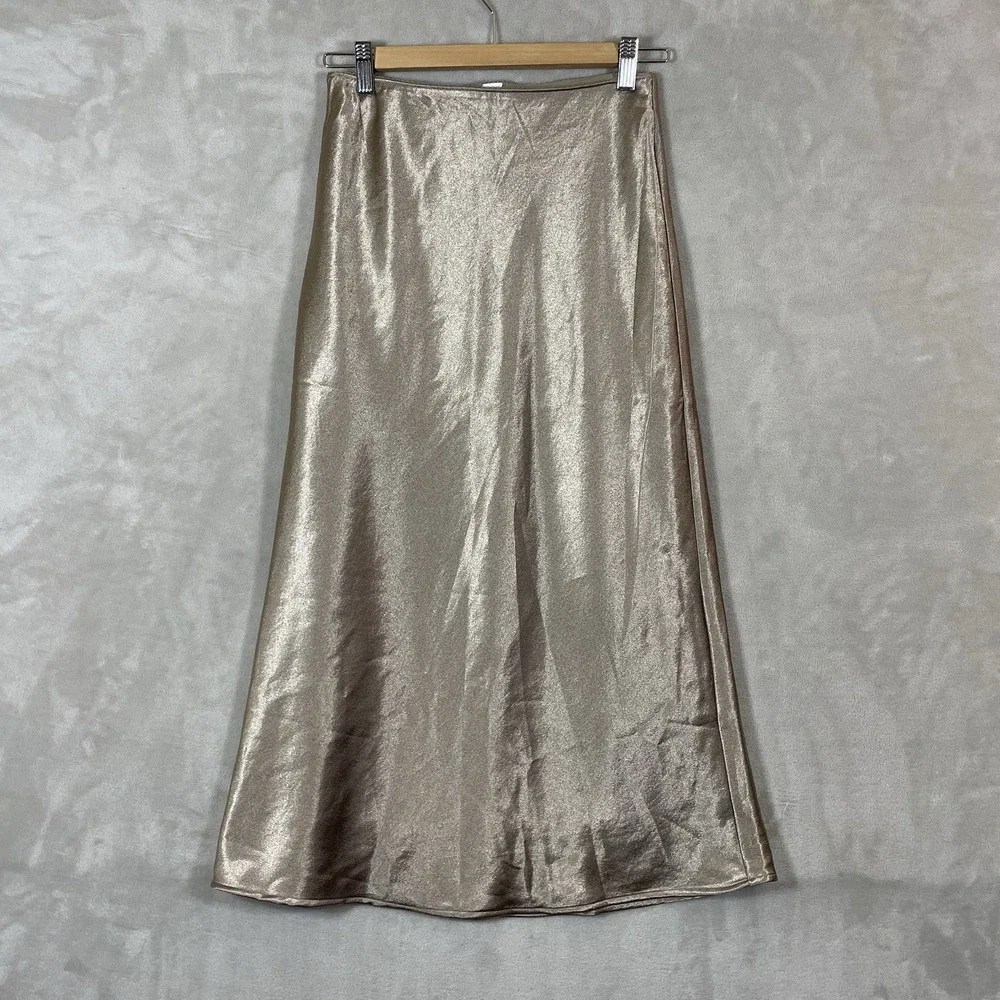 Lululemon Satin Midi Skirt Size Small Sheer Oak -LW8AO9S SHOK